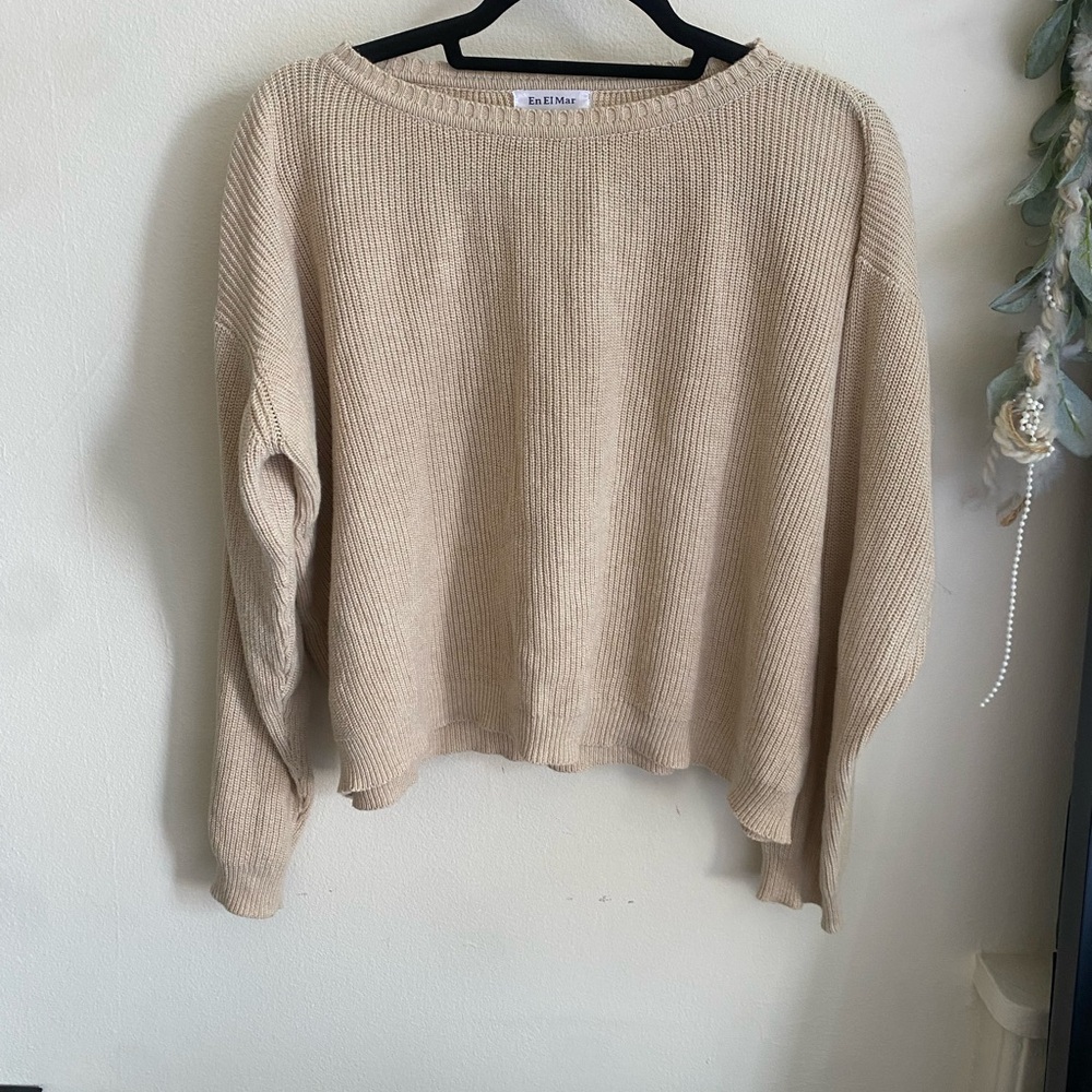 Beige cotton knit sweater